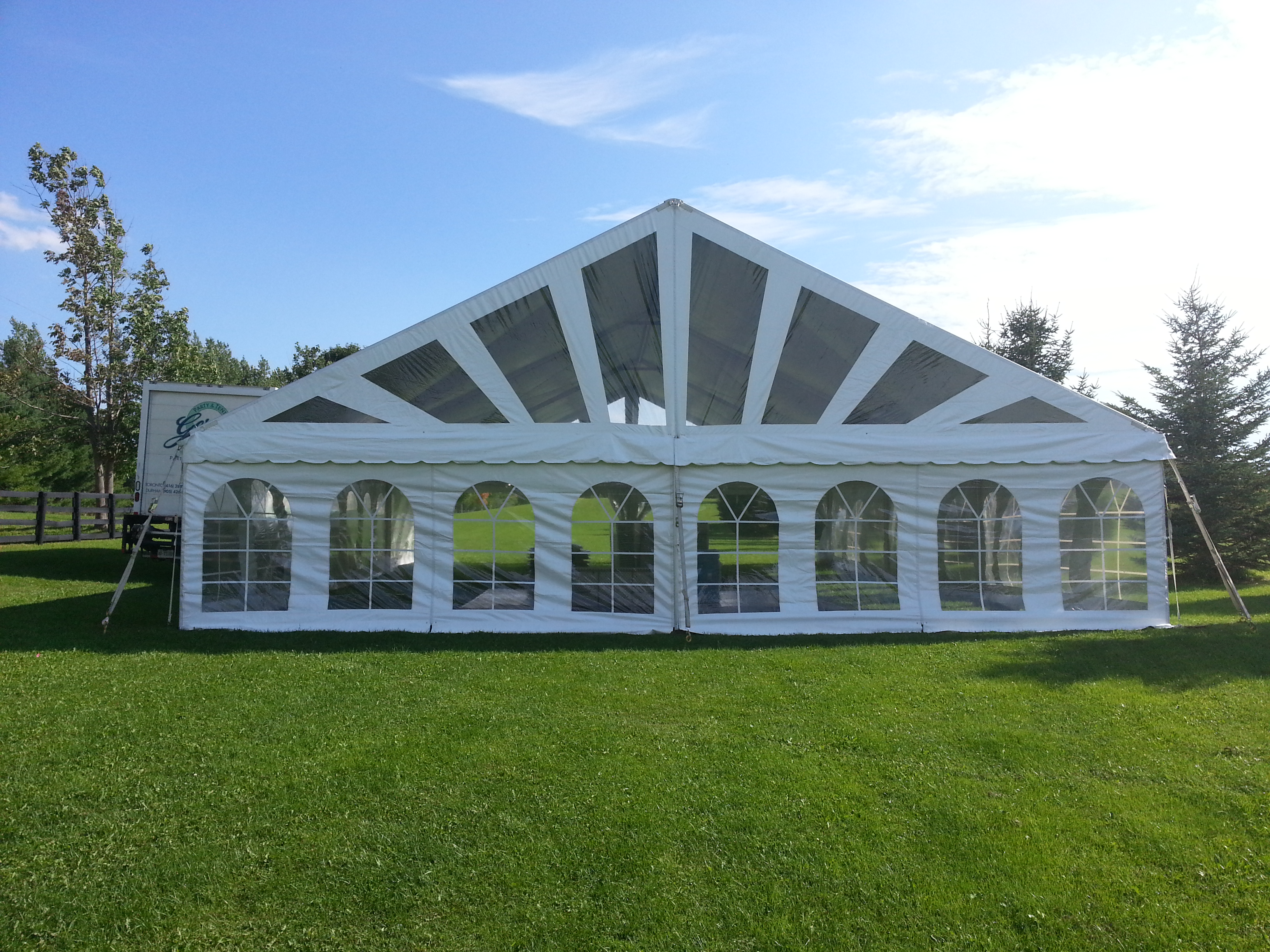 40X55 ULTIMATE FRAME TENT WHITE TOP (For up to 220 people just tables & chairs) 