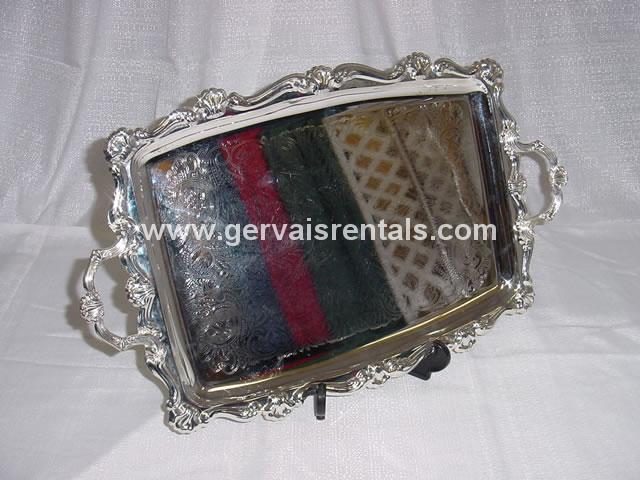 SILVER RECTANGULAR TRAY WITH HANDLES