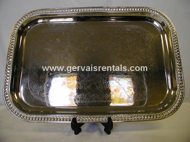 SILVER RECTANGULAR TRAY 21"X14" WITHOUT HANDLES