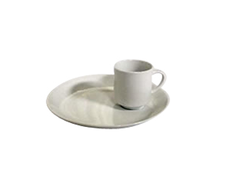 9" White TV Plate & Cup Set