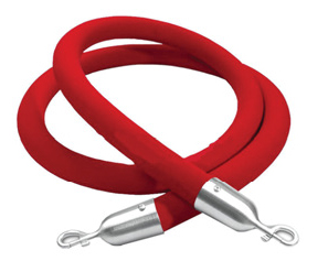 7' STANCHION ROPE - RED & CHROME ENDS - rope only