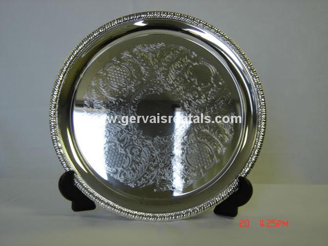 14" ROUND SILVER GALLERY TRAY