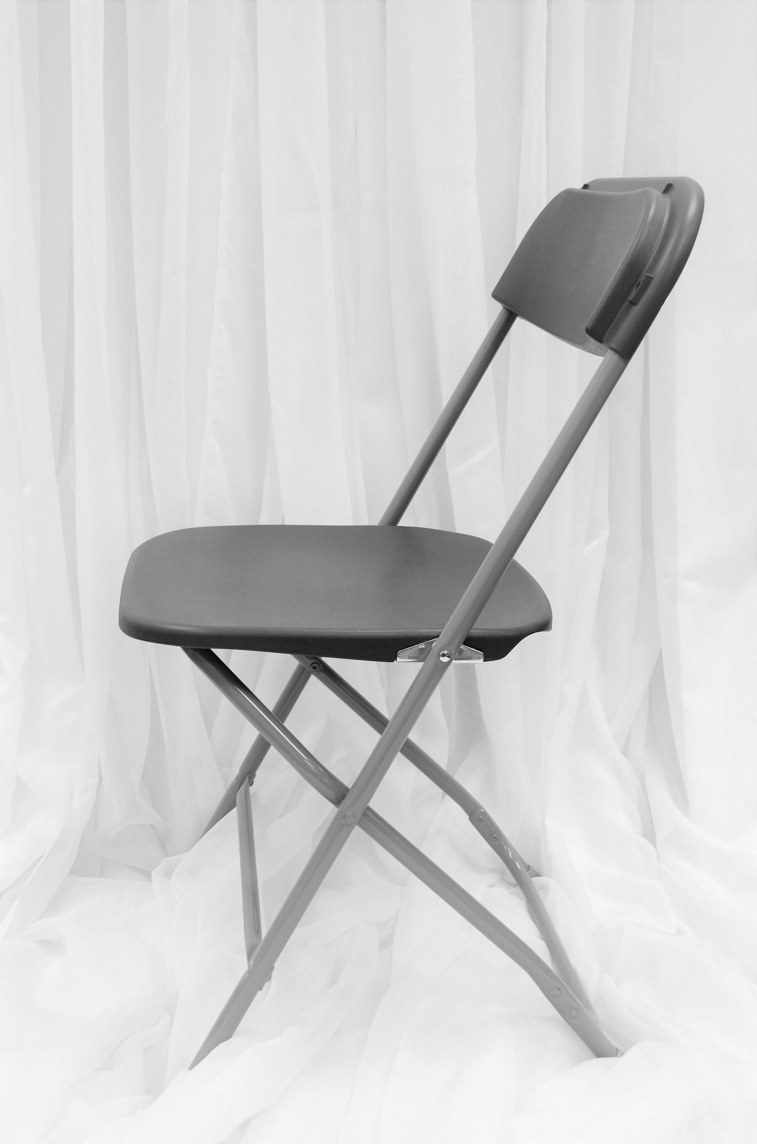 FOLDING PLASTIC - GREY CHAIR (Indoor Use Only)