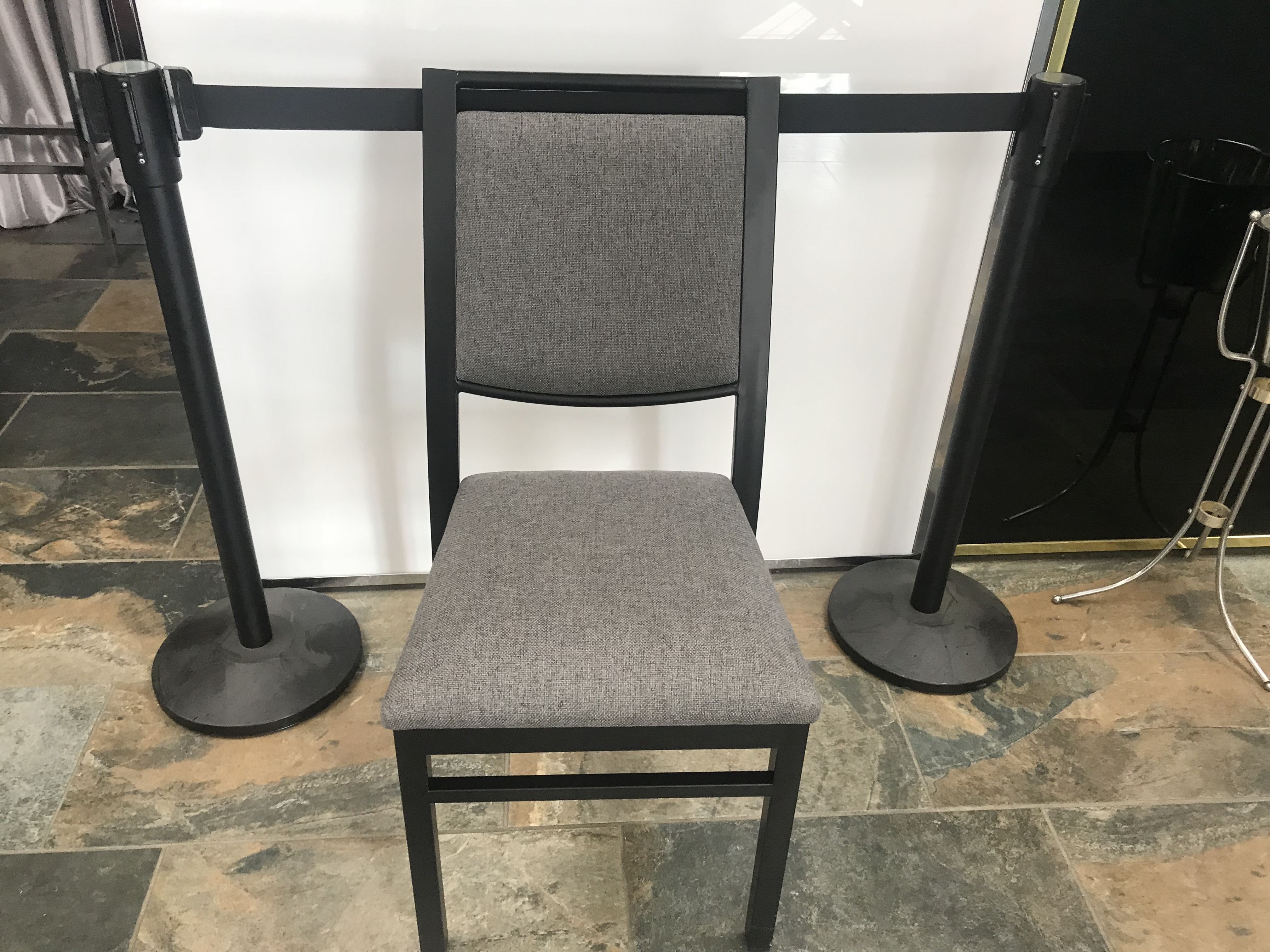 HIGH BACK GREY PADDED STACKING CHAIR (Indoor use only)