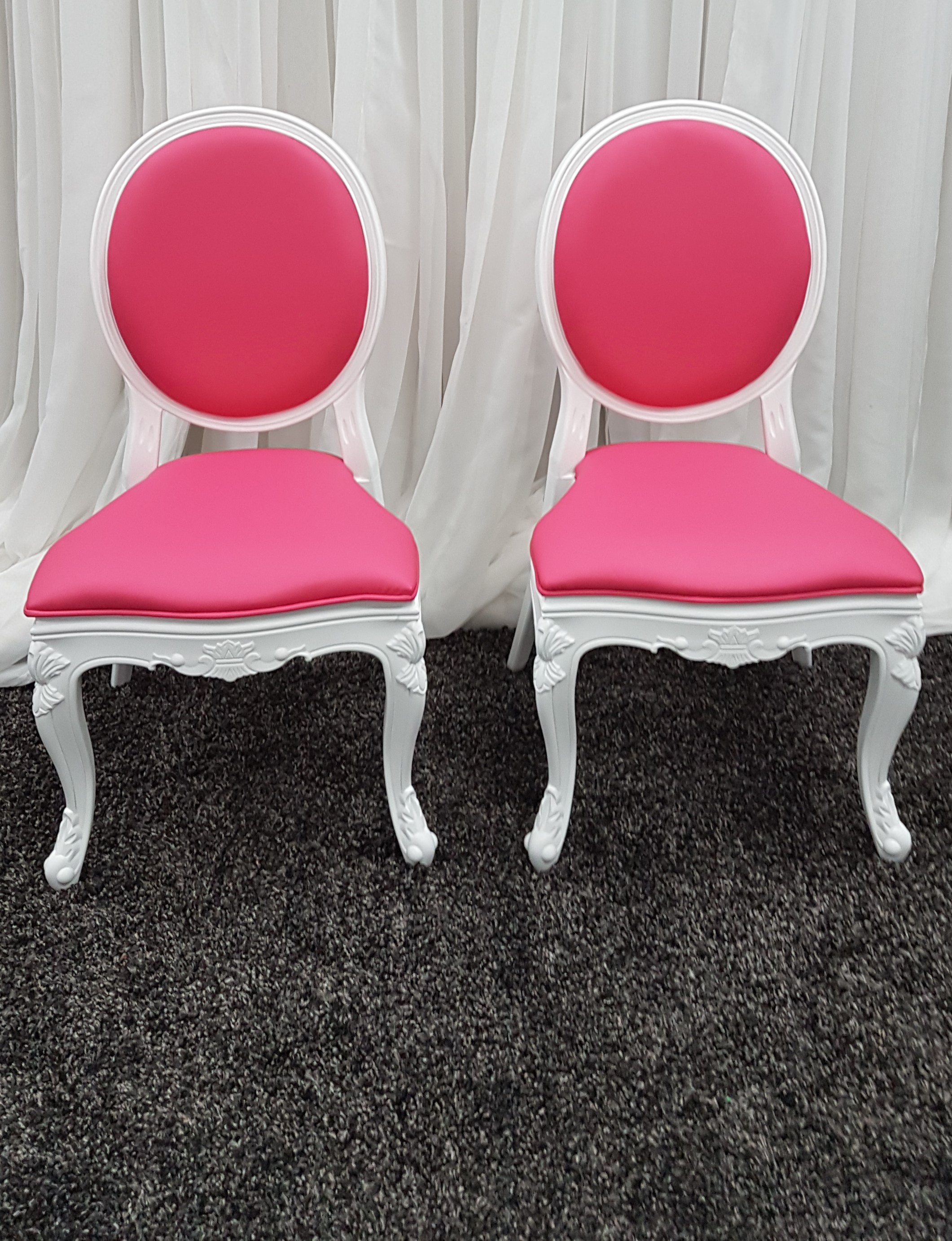 KING LOUIS CHAIR with PINK SEAT (Indoor use only)