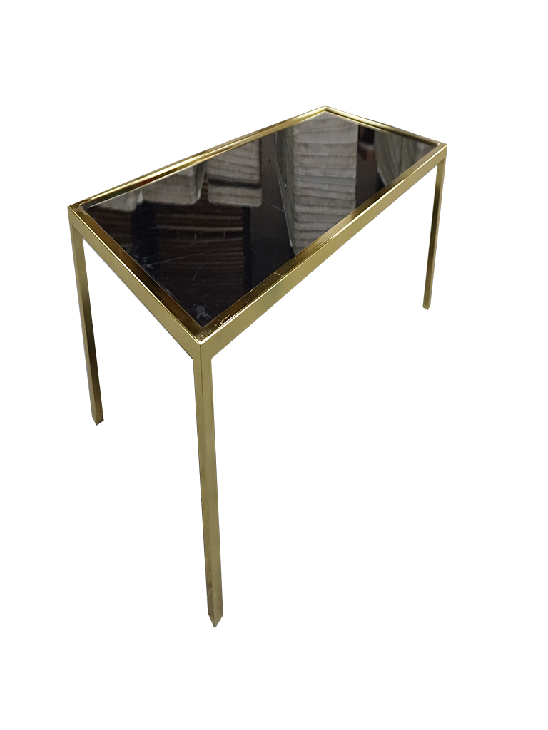 GOLD FRAME COFFEE TABLE 2' X 4' WITH BLACK PLEXI