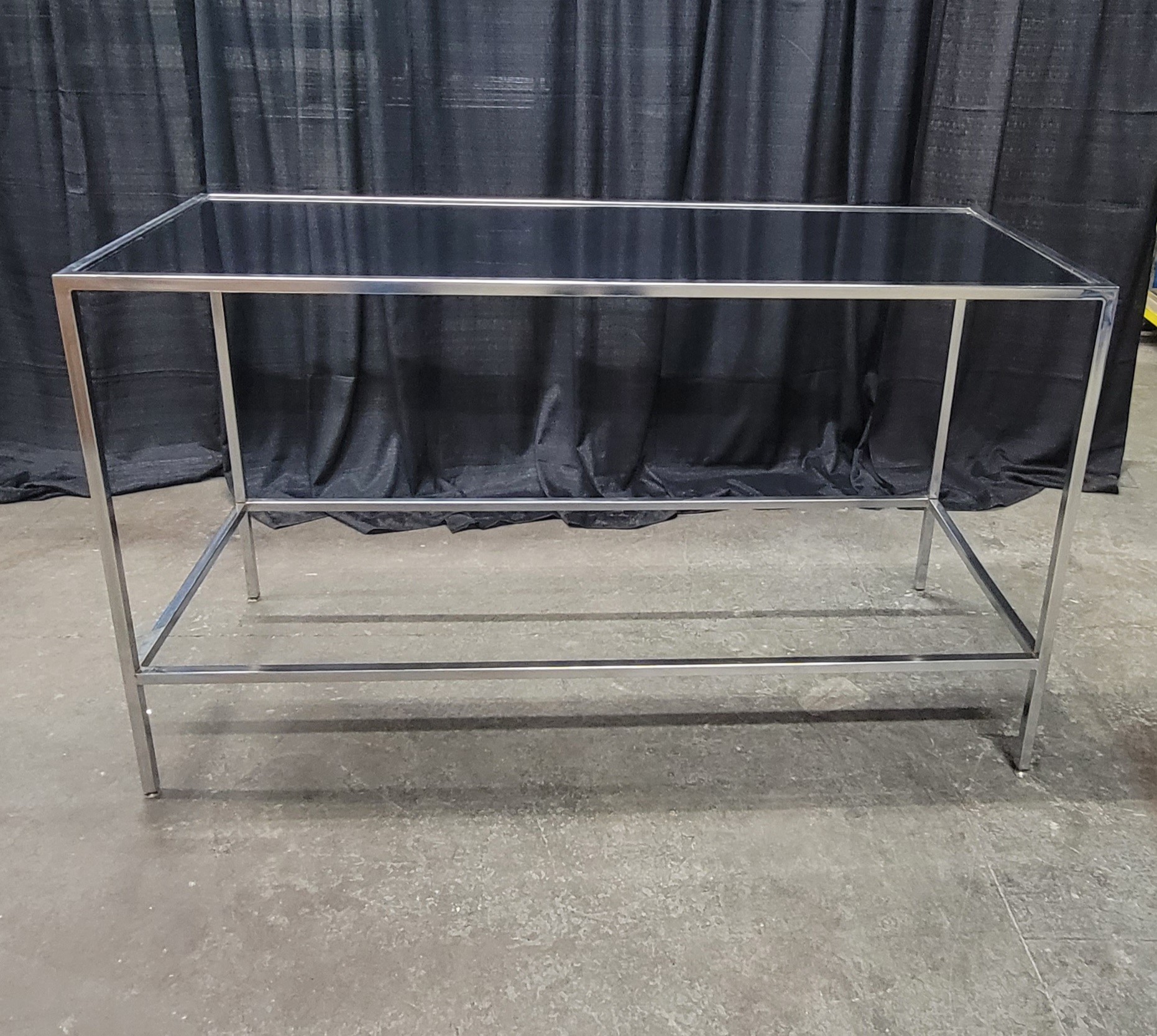 6' X 28" WIDE COMMUNAL TABLE - CHROME FRAME & BLACK PLEXI