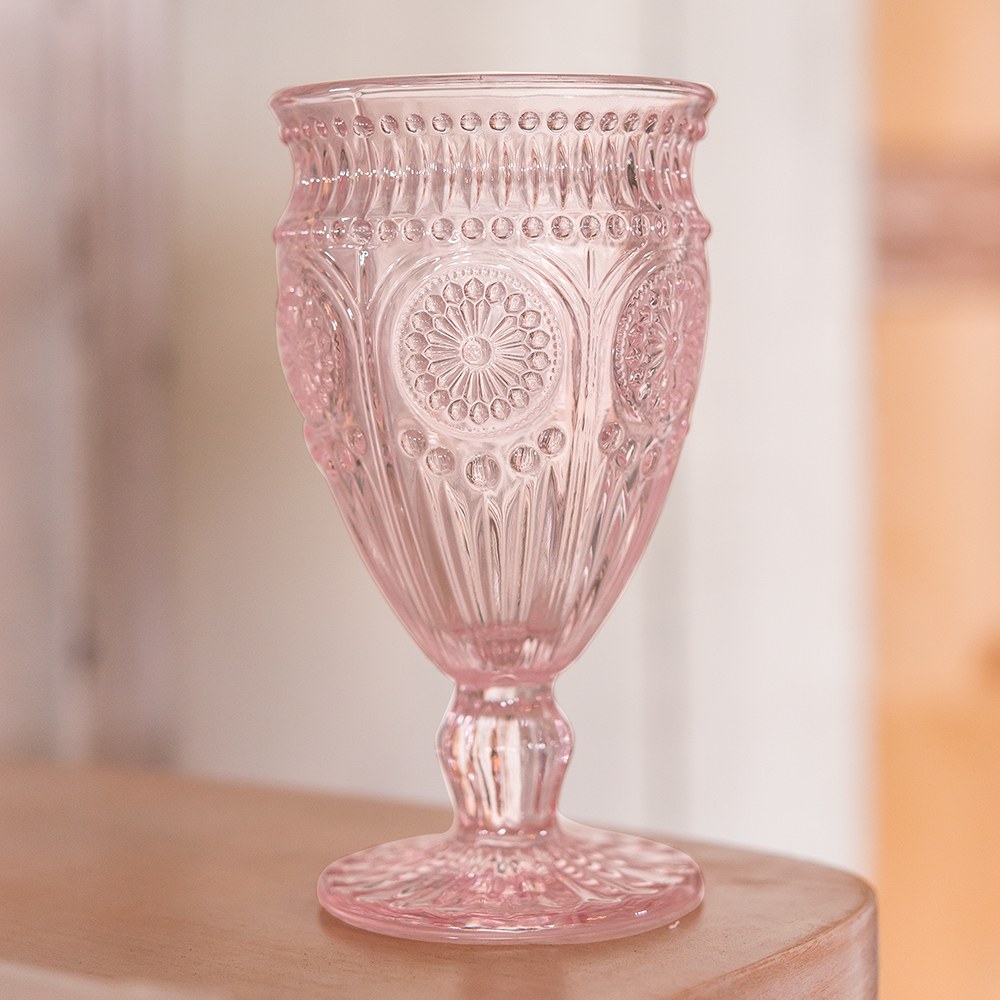 PRESSED BLUSH PINK GOBLET 10 oz